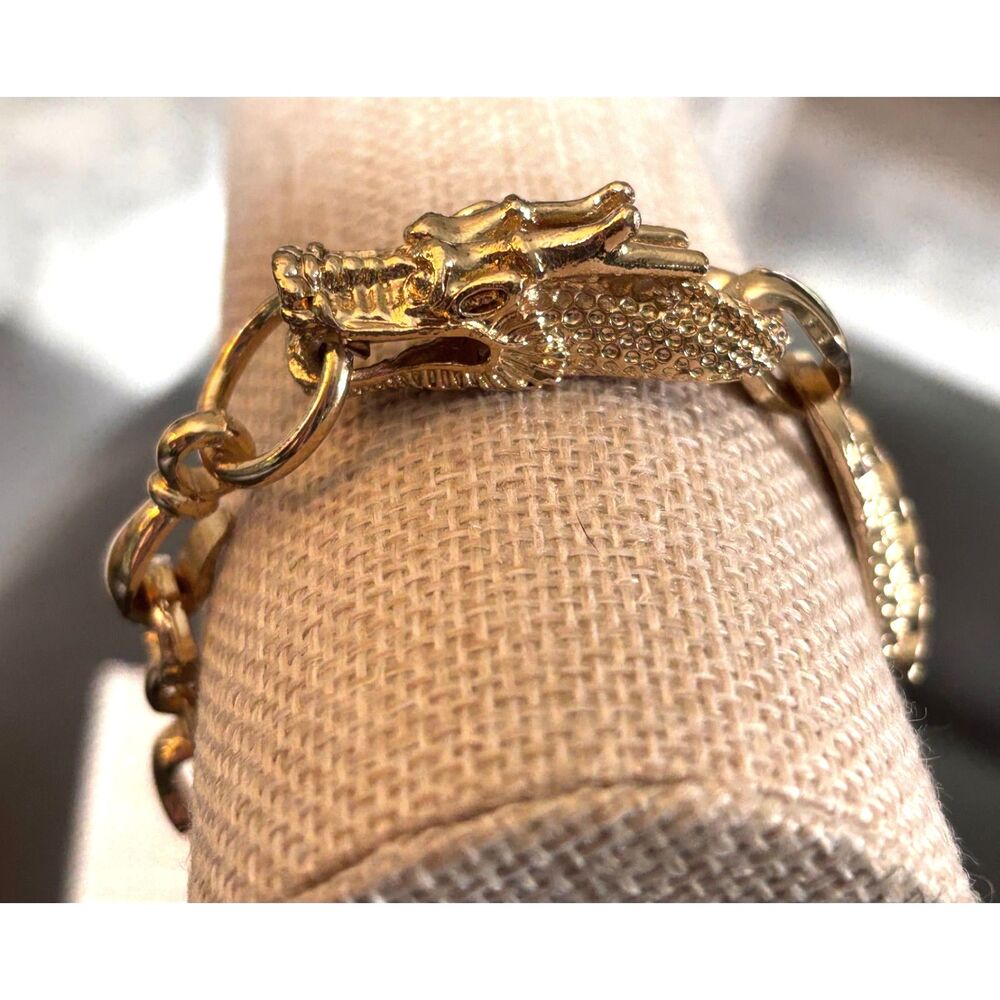 VTG Gold Dragon Link Statement Bracelet